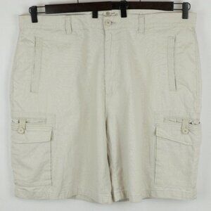 Paradise Collection Men's Size 42 Cream Linen Blend Flat Front Cargo Shorts